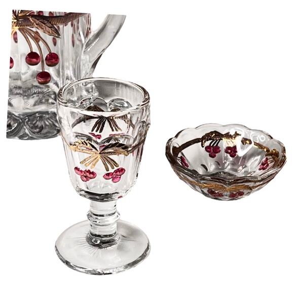 American Girl Samantha Mosser Glass PITCHER + GLASSES & BOWLS Victorian Lemonade - Picture 6 of 9